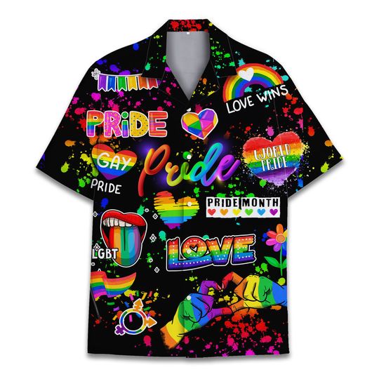 LGBTQ Pride Hawaiian Shirts for Men Women, LGBT Rainbow