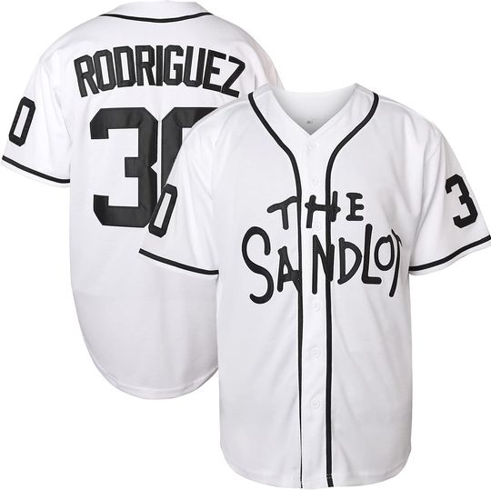 Benny 'The Jet' Rodriguez 30 The Sandlot Bel Air Short Sleeve Squints Yeah-Yeah Baseball Jersey