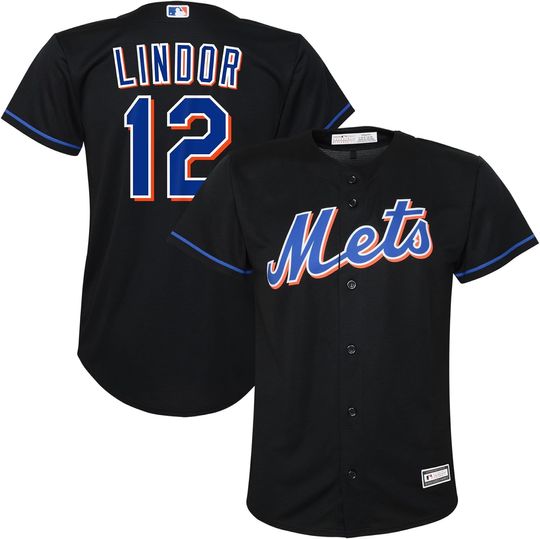 Francisco Lindor New York Mets MLB Kids 4-7 Black Alternate Player Jersey