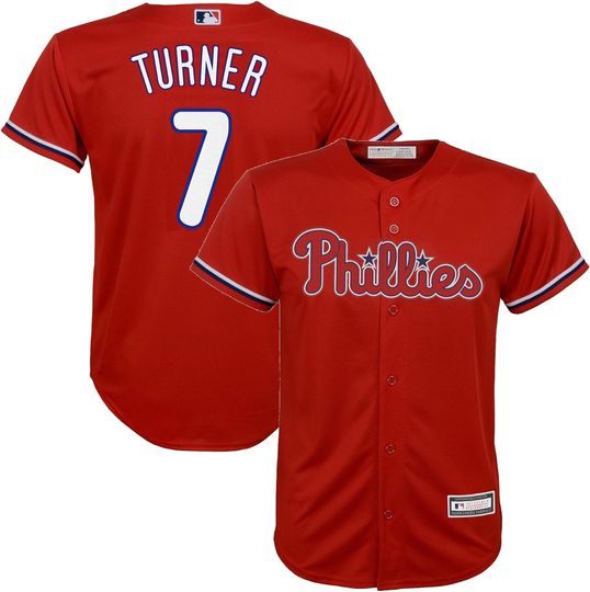 Trea Turner Philadelphia Phillies MLB Kids Youth 8-20 Red Alternate Player Jersey