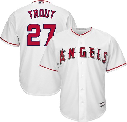 Outerstuff Mike Trout Los Angeles Angels MLB Kids Youth 8-20 White Home Cool Base Player Jersey