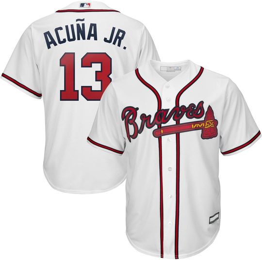 Ronald Acuna Jr. Atlanta Braves MLB Kids 4-7 White Home Player Jersey
