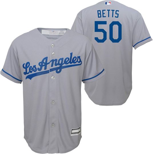 Outerstuff Mookie Betts Los Angeles Dodgers MLB Kids Youth 8-20 Grey Road Player Jersey