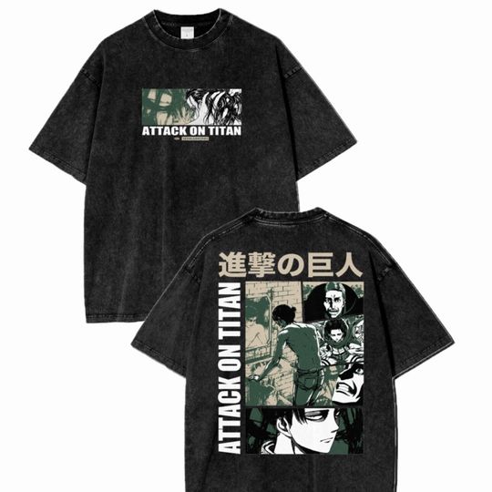 AO Titan Anime Eren Yeager "Tatakae" Cotton Double Sided T-Shirt