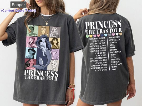 Ariel Princess Eras Tour Shirt | Retro Princess Characters Concert Music Shirt | Cinde Moana Belle Jasmine Shirt | Family Trip