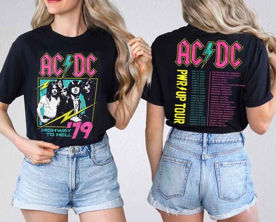 AC-DC Band World Tour 2024 double sided Shirt, Rock Band AC-DC Pwr Up Tour 2024 Shirt, AC-DC Band Fan Shirt, AC-DC Merch, AC-DC Band Concert Tee