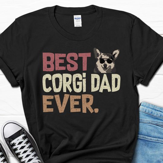 Best Corgi Dad Ever Shirt, Funny Mens Corgi T-shirt, Corgi Fathers Day Gift Tee