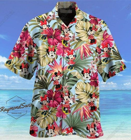 Mouse Hawaiian Shirt, Mouse Hawaii Shirt, Mouse Button Shirt, Tropical Shirt, Summer Shirt, Gift For Her