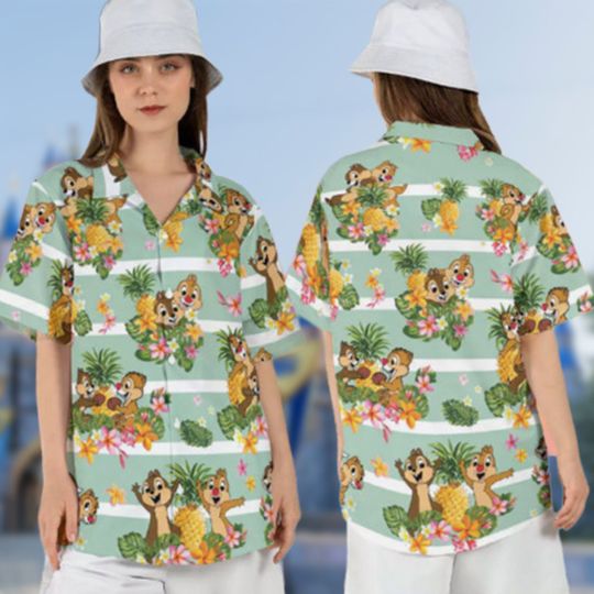 Squirrels With Pineapple Hawaiian Shirt, Squirrels With Pineapple Printed Button Up, Squirrels Hawaii Beach Shirt Gift, Cartoon 3D Shirt