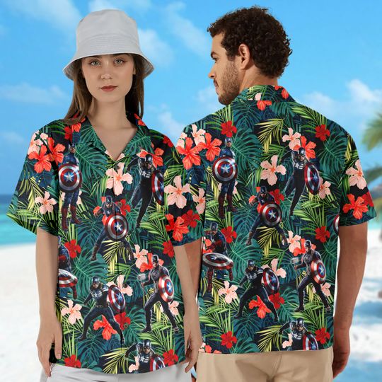 Tropical Hero With Shield Aloha Shirt, Captain Superhero 3D All Over Printed Hawaiian Shirt, Famous Superhero Hawaii Summer Vacation Shirt