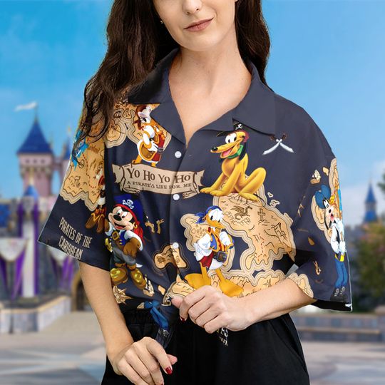 Mouse Pirate And Friends 3D All Over Printed Hawaiian Shirt, Pirate Cruise Aloha Shirt, YoHoYoHo Summer Vacation Shirt, Gift For Friends