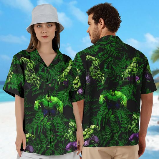 Green Superhero 3D All Over Printed Hawaiian Shirt, Giant Hero Aloha Shirt, Superpower Scientist Summer Vacation Shirt, Hero Hawaii Shirt