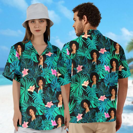 Personalized Photo Printed Hawaiian Shirt, Custom Picture Face On Beach Shirt, Funny Summer Vacation Family Trip Shirt, Perfect Idea Gift