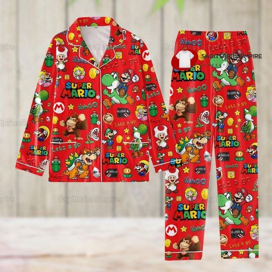 Super Mario Pajamas Set, Super Mario Pajamas Pants, Super Mario Matching Pajamas Set