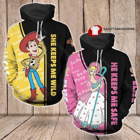 Custom Woody And Little Bo Peep Couple Hoodie, Toy Story Hoodie, Woody Hoodie