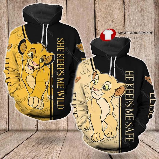 Custom Simba and Nala Couple Hoodie, The Lion King Hoodie, Simba Hoodie
