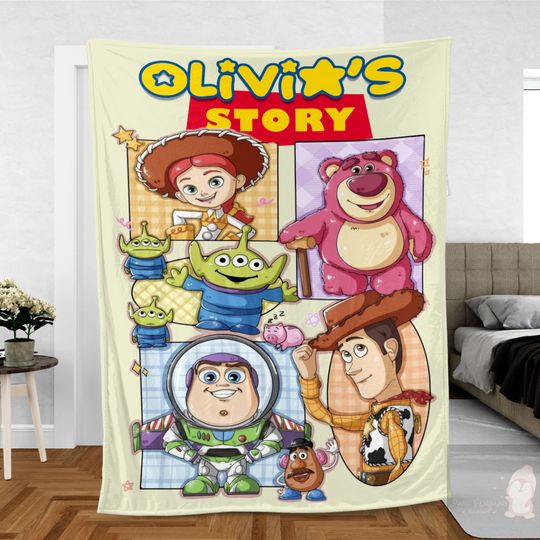 Personalized Disney Pixar Toy Story Blanket, Custom Name Baby Girl Boy Disney Fleece Blanket