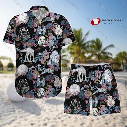 Star Wars Floral Button Shirt And Shorts, Star Wars Hawaiian Shirt,