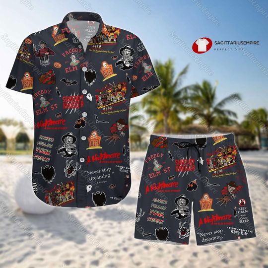 Freddy Krueger Button Shirt And Shorts, Freddy Krueger Hawaiian Shirt
