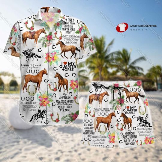 Horse Button Shirt And Shorts, Horse Shirt, Horse Button Shirt