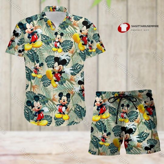 Mickey Mouse Button Shirt And Shorts, Mickey Hawaiian Shirt