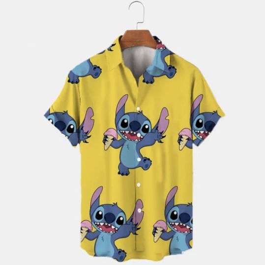 Stitch Yellow Background Disney Inspired Hawaiian Shirt
