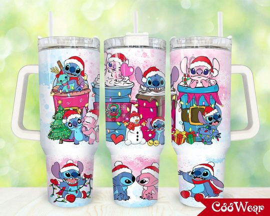 Christmas Stitch 40oz Tumbler, Disney Tumbler, Graduation Gift