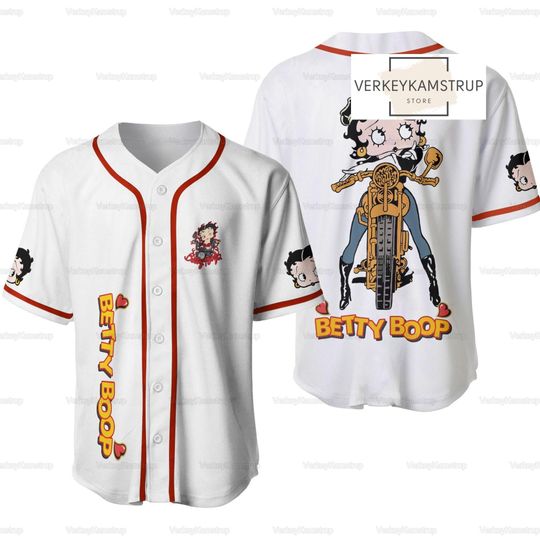 Betty Boop With Motorbike Baseball Jersey Shirt