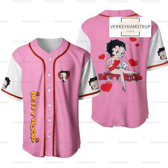 Custom Name Love Betty Boop, Sexy Betty Boop With Her Dog Baseball Jersey Shirt