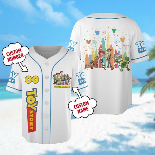 Custom Toy Story Baseball Jersey, Sheriff Woody Buzz Lightyear Collection Jersey, Magic Kingdom Baseball Team Outfit