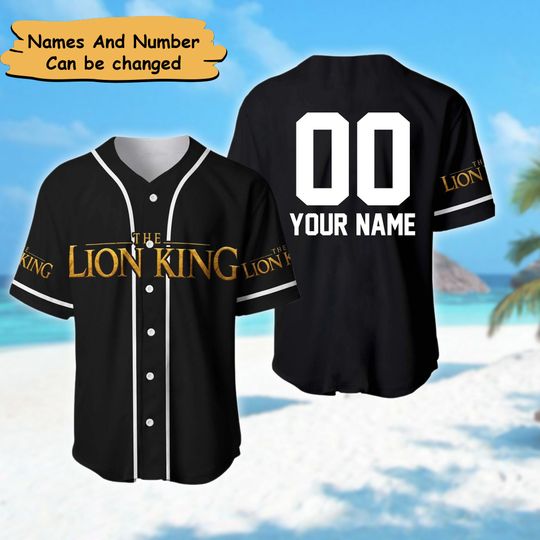 Custom Name And Number Lion Baseball Jersey, Lion King Disney Baseball Jersey