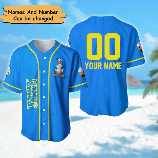 Personalized Duck Baseball Jersey, Custom Cartoon Duck Disney Character Baseball Jersey