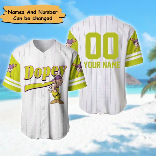 Personalized Dwarf Dopey Baseball Jersey, Cartoon Character Shirt, Magic Kingdom Disney Characters Baseball Jersey