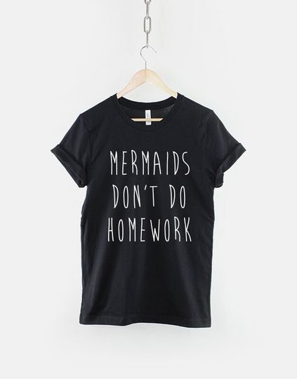 Girls Pink Mermaid T Shirt - Mermaids Don't Do Homework T-Shirt