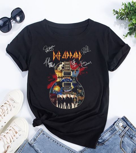 Def Leppard Siagntures Guitar T-Shirt, Def Leppard Band Shirt
