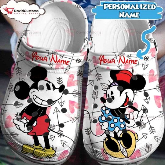 Elevate Your Disney Look Personalized Mickey Minnie  3D Clog Shoes, Personalized Your Name Clogs