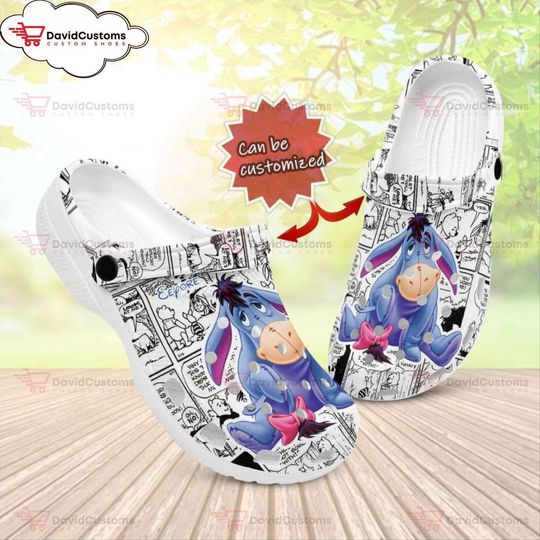 Eeyore Winnie Pooh Movie Themed Gift for Men Women, Personalized Your Name Clogs
