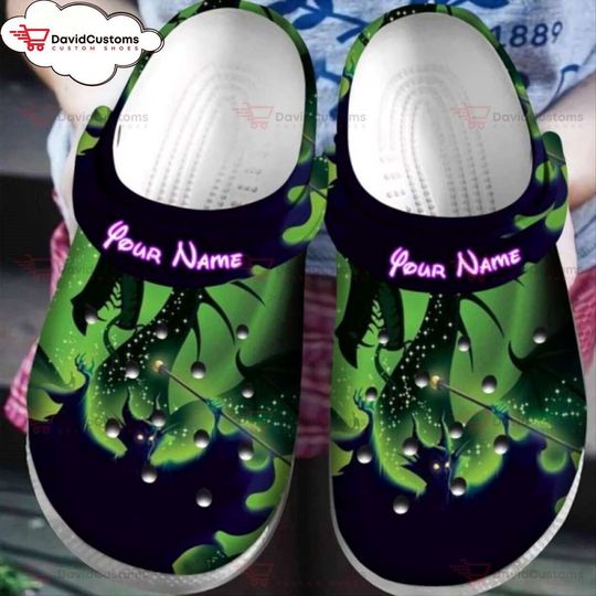 Dragon Maleficent Disney 82 Personalized  Comfort Shoes, Personalized Your Name Clogs