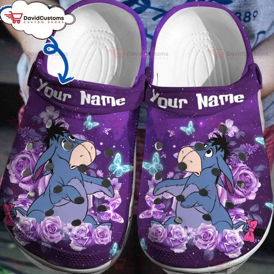 Eeyore Butterfly  3D Clog Shoes, Personalized Your Name Clogs