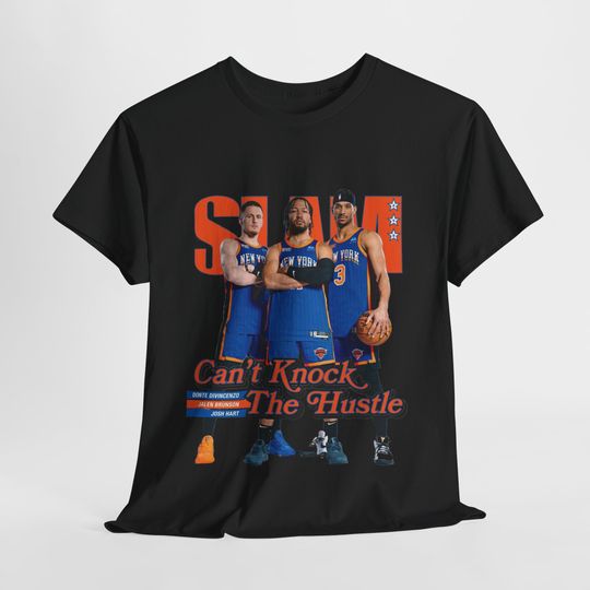 Orange Knicks Stars Trio - Jalen Brunson, Josh Hart, and Donte DiVincenzo Slam Cover T-Shirt