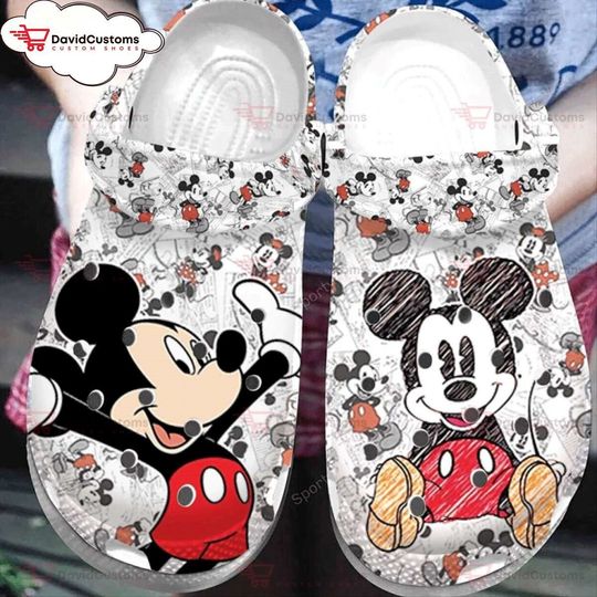 Dive into Nostalgia Painting Mickey Mouse Classic Comfort Clog Footwear, Personalized Your Name Clogs