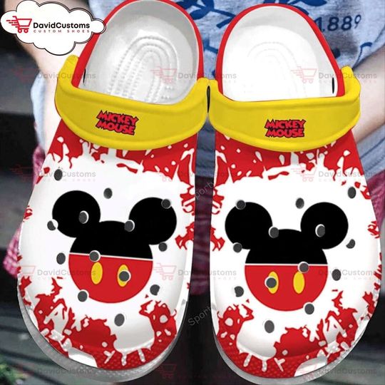 Dive into Cartoon Classic Original Mickey Mouse Inspired Clog Footwear Design, Personalized Your Name Clogs