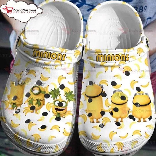 Disney's Minions Banana Patterned Fun Unisex Personalized Your Name Clogs
