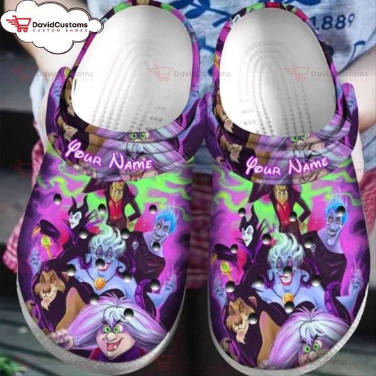 Disney Villains Maleficent 83 Personalized Clogs Shoes, Personalized Your Name Clogs