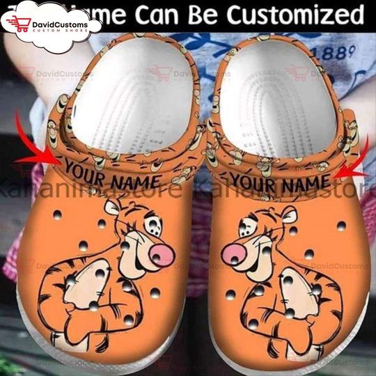 Disney Winnie The Pooh Tigger Cartoon Shoes Clogs, Personalized Your Name Clogs