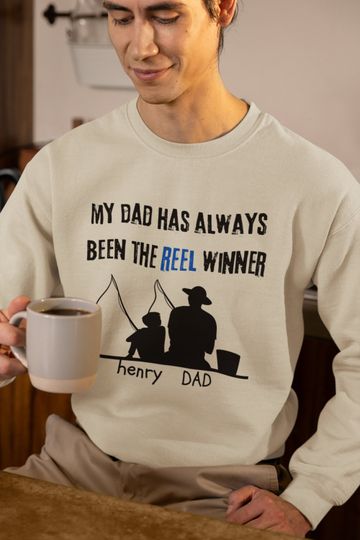 Funny Fishing Personalized Sweatshirt Gift for Father's Day, Custom Name Birthday Sweater