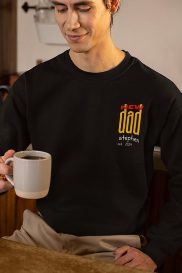 New Dad Personalized Cozy Sweatshirt Gift For Fathers Day, Custom Name Sweatshirt