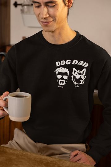 Custom Dog Dad Sweatshirt Gift For Fathers Day, Personalized Name Dog Owner Holiday Sweatshirt