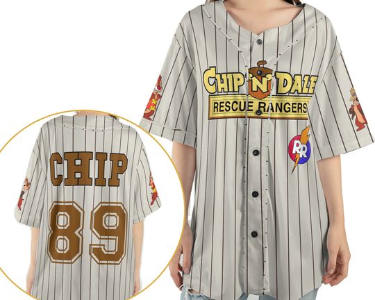 Chip N Dale Rescue Rangers 2 Sided Baseball Jersey Shirt, Chipmunk Chip Sport Outfits