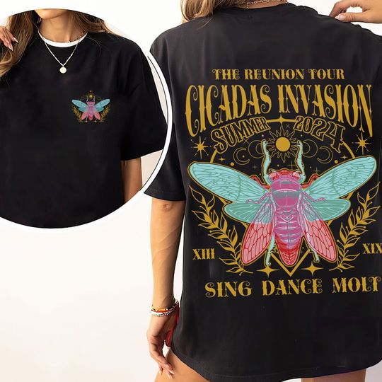 The Reunion Tour Cicadas Invasion 2 Side Shirt, Funny entomologist gift, Cicadas Summer Scream 2024 Double Sided T-Shirt